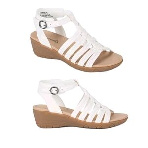 NEW Baretraps Womens Havannah Wedge White & Brown Sandals Comfort  NWB 9.5M
